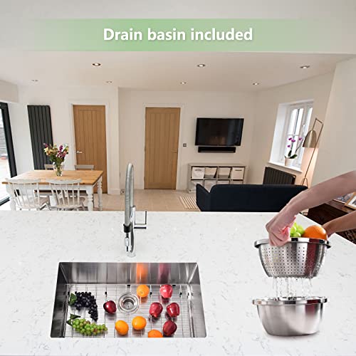 Homfan 32 Inch Kitchen Sink For Single Bowl,Undermount Kitchen Sink Stainless Steel Sink 16 Gauge Kitchen Sinks With Accessories, Easy Drain And Low Noise 32" X19" X10" (Brushed Nickel) #TOP3