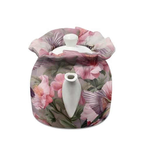 Image of Hummingbird Floral Teapot Cozy for Teapot Tea Pot Dust Cover Teapot Cozies Insulation and Keep Warm Kitchen Accessory for Home Kitchen Office Holiday Party Decor