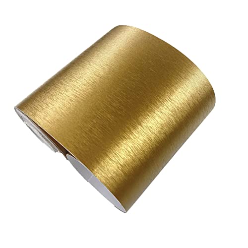 Tooldeco Brushed Imitation Metal Stickers Self-Adhesive Baseboard Wall Borders Door Frame Window Frame Decoration Stainless Steel Frame Stickers Border,3.9 Inch X 196 Inch (Dark Gold) #TOP1