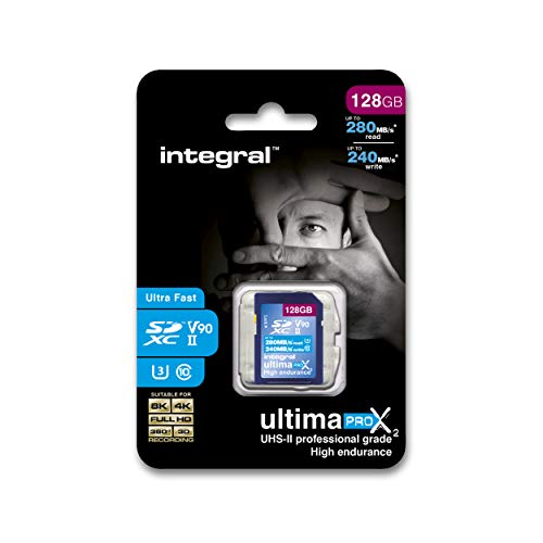 Integral UltimaPro Video Speed V90 128 GB 280/240 MB/s UHS-II X2 SDXC Memory Card INSDX128G-280/240U2