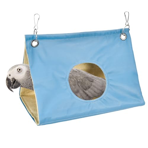 Image of Parrot Hanging Nest House Parrot Hideaway Cave Bed Tent Cozy Snuggle Sleeping Hut Bird Hanging Hammock for Parakeets, African Grey, Cockatoo, Amazon Parrots, Cockatiels.(Blue)