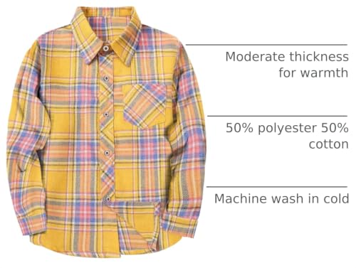 Image of SELINK Girls Long Sleeve Flannel Buffalo Plaid Button Down Shirt | Soft Flannel Fabric,Classic Buffalo Plaid Button Down Collared Blouse For Girls Casual Daily Outfits