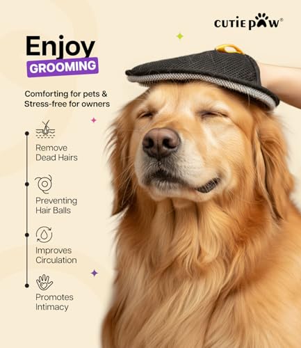 Image of CutiePaw Reusable Pet Hair Remover Glove | Electrostatic Reusable Grooming Brush for Dogs & Cats | Mitt Cleaning Glove| Hair Removal for Couch, Clothes, Car, Carpet, Bed & Furniture (Pack of 2 Gloves)