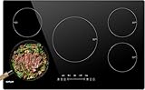KPUY Induction Cooktop 36 Inch with 5 Burner, Electric Burner 220-240V, 7400W Electric cooktop with Keep Warm Function& Timer, 9 Power Levels, 36'' Induction Cooktop Hard Wire(No Plug)