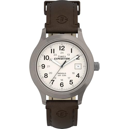 Timex Mens Expedition Brown Leather Strap Watch