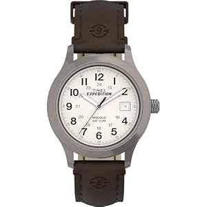 Timex Men’s T40051 Expedition Metal Field Brown Leather Strap Watch