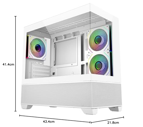 Image of Cooler Master Elite 490 Computer Case- White|3 X Pre-Installed Reverse Argb Fans|Upto 360mm AIO Support| mATX Motherboard Support |RTX 50 Series Upto 425mm |Type C Connector | Fish Tank Case