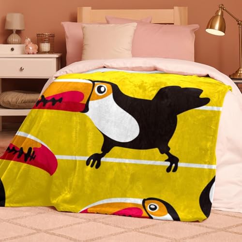 Couverture polaire oiseau toucans microfibre chaude 150x100cm - 8