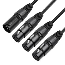 3Pin XLR Male to 3 Female Y Splitter Cable,2FT 3 Way Splitter Cable,XLR Splitter 1 Male to 3 Female Audio Cable for Mixer, Microphone