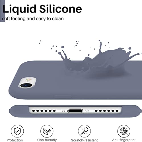 Image of VONZEE Liquid Silicone Soft Back Cover for iPhone 7 Case, Shockproof Slim Camera & Full Body Protection Non Yellowing Cover with Microfiber Lining & Logo Cut (4.7 Inch) -Lavender Grey