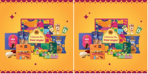Image of GO DESi Fun Gift Hamper, Desi Popz, Dates & Dry Fruit Barfi, Coated Peanuts, Meetha Paan, Sweets & Snacks, Home Decor, Toran (Pack of 2)