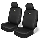 CAT DuraDrive Car Front Seat Cover – (2) pc, Black Oxford, Heavy Duty Protection, Semi-Universal Fit – Durable Water-Resistant Auto Seat Protector for Truck, SUV, Sedan – Easy Install & Washable