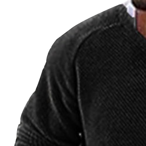 Mens Long Sleeve Basic Knit Pullover Solid Color Waffle Male Knits Sweater Round Neck Casual Knitted Sweaters3