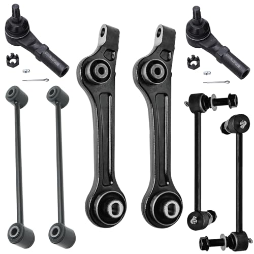 Image of Detroit Axle - 8pc End Kit for 2011-2023 Chrysler 300 Dodge Charge Challenger 2 Front Lower Rearward Control Arms 2 Outer Tie Rods 4 Front Rear Sway Bars Replacement