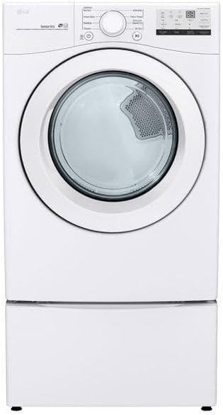 LG DLE3400W 7.4 Cu. Ft. White Stackable Electric Dryer with Sensor Dry & FlowSense