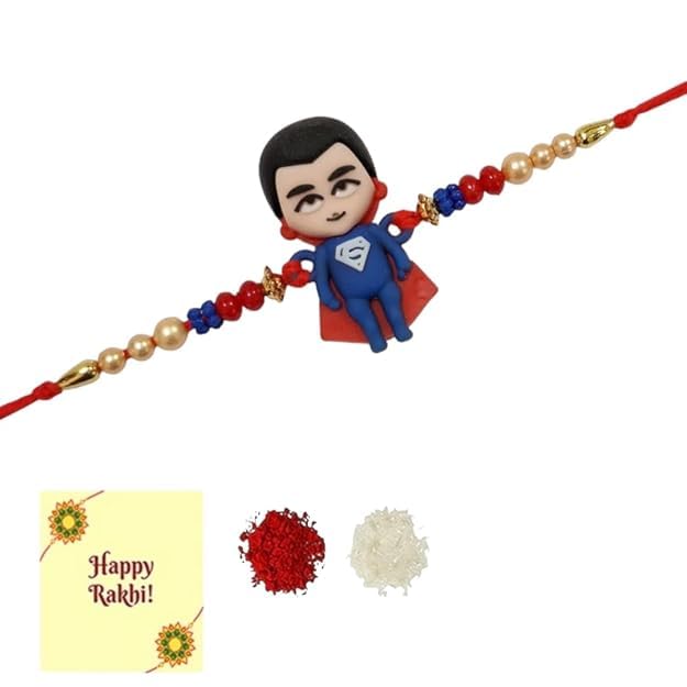Kids Classic Rubber Rakhi, Kids Favourite Cartoon Comic Funny Character Rakhi | With Roli Tilak And Greetings Card Set Of 1-image-6