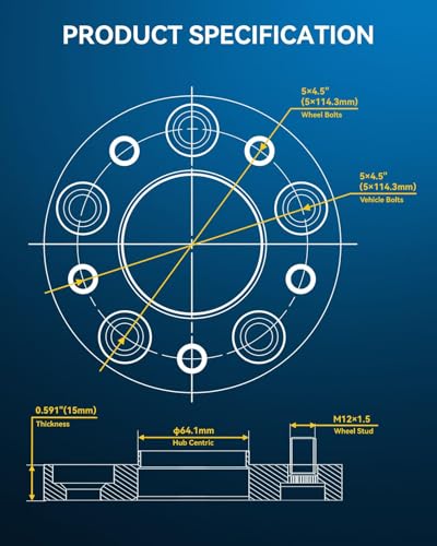 Image of PHILTOP 5x4.5 Hub-Centric Wheel Spacers 15mm for Honda CR-V
