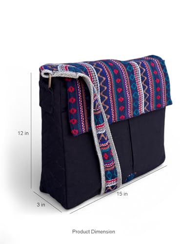 Image of The House of tara Handloom Fabric Messenger Bags for Women | Cotton Canvas Laptop Sling Bag Upto 15.6 Inches | Stylish Crossbody Sling Bag Comes with Flap Closure.