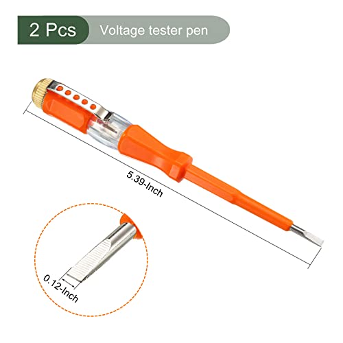 Image of YOKIVE 2 Pcs Voltage Circuit Tester, 3mm Slotted Screwdriver, Great for Office, Art, Home, Daily Use (AC 100-500V, Orange)