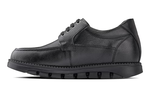 Image of CALTO Men's Invisible Height Increasing Elevator Shoes - Black Pebble Grain Leather Lace-up Casual Shoes - 3 Inches Taller - G6381 - Size 9 D(M) US