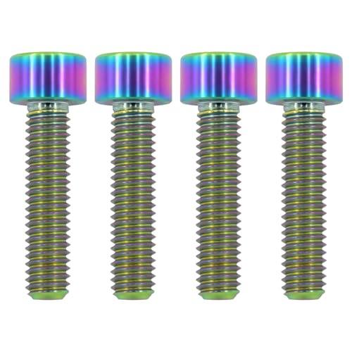 Image of M6x25 Titanium Bolts Hex Socket Cap Screw, Colorful, 4PC | Lightweight Design, Ideal for Humid /Salty Environments, Socket Head Hex Key No Washer, MTB /Motorcycle Bolts