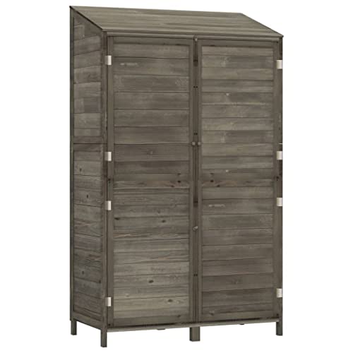 Teenpull Cobertizo de madera maciza de abeto, color antracita, 102 x 52 x 174,5 cm, con mucho espacio para jardín, terraza, exterior, almacenamiento estable, resistente a la intemperie