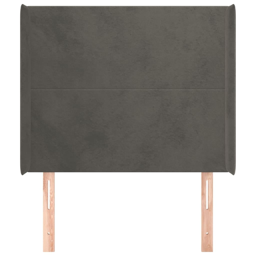 Zagłówek z uszami, ciemnoszary aksamit, 103 x 16 x 118/128 cm, regulacja wysokości, tapicerowany zagłówek do ramy łóżka, elegancki design, miękki materiał