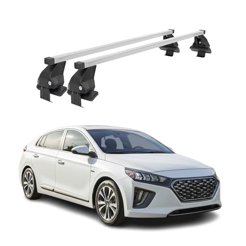 OMAC Roof Rack Cross Bars for Hyundai Ioniq 5 2022-2026 Lockable 110Lbs Steel Silver 2Pcs fits Cargo Carriers Kayak Canoe Bike Snowboard