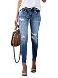 ORANDESIGNE Femme Jeans Déchiré Push Up Skinny Slim Fit Stretch Boyfriend Denim Pantalon Jeggings Troué Pantalons Casual Rétro Pants K Bleu XL