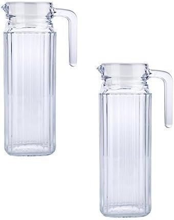 2 x Glass Pitchers, Glass Jugs, Fridge Jugs. Juice Jugs, Water Jugs | 1.1 L.