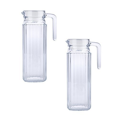 2 x Glass Pitchers, Glass Jugs, Fridge Jugs. Juice Jugs, Water Jugs | 1.1 L.
