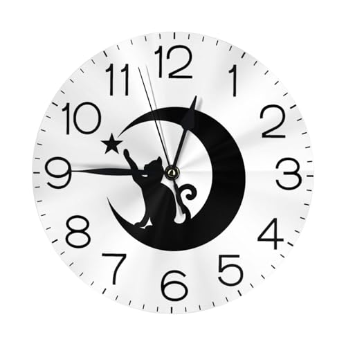 壁掛け時計 猫 見やすい 連続秒針 静音 おしゃれ 軽量 直径25cm スタンド付き 卓上・壁掛け兼用 インテリア リビング 寝室 オフィス キッチンに最適 シンプル