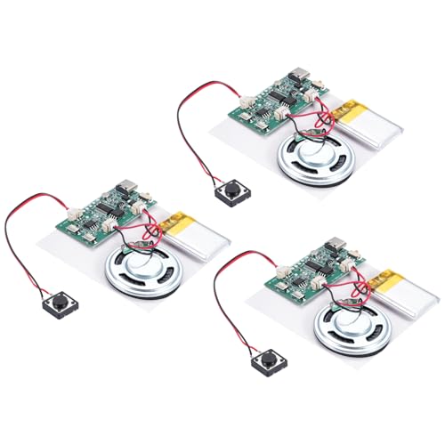 Soundmodul Bespielbar Ulegqin MP3 Sound Modul USB-Audio-Download Recorder Modul mit Lautsprecher MP3 USB Kabel Aufladbarer Akku Lautsprecher für DIY Karten/Geschenke/Spielwaren (3 Stücke)