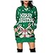 Robe de Noël pour femme, robe de Noël pour femme, motif de renne en peluche, pull pour femme, col en V, sexy, robe de fête, sweatshirt à manches longues, pull de Noël, Cocktail 7 # vert, L