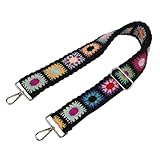 BESPORTBLE Correa Ancha de 5 CM Bordado Floral Correa Ajustable y Desmontable para Bolso de Hombro y Cruzado Negra Diseño de Girasol Compatible para Uso Diario y Eventos