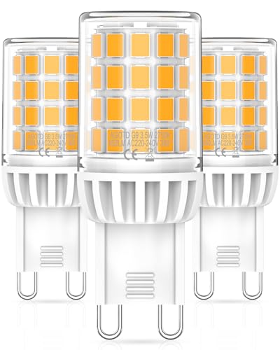 AGOTD - Bombilla LED G9 (2700 K, 3,5 W, 650 lm, sustituye a las bombillas incandescentes, 30 W, 40 W, no regulable, CA 220-240 V, paquete de 3 unidades)