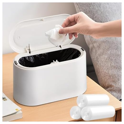 MONGTINGLU Mini Trash Can with Lid - Removable Small Garbage Can, Tiny Plastic Trash Bin, Pop Up Countertop Wastebasket, Counter Garbage Lint Bin for Bathroom,Office,Kitchen,Desk,Coffee Table(White)