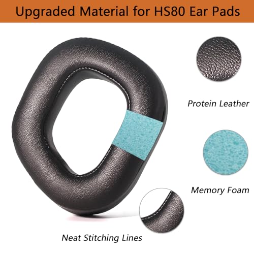 Replacement Earpads for Corsair HS80 Max HS80 RGB Wireless Headsets - Black | for Corsair HS80 Wired Gaming Headset, Soft Protein Leather, Thick Noise Isolation Foam Ear Cushions, All-Day Gaming Comfort miniatura 4