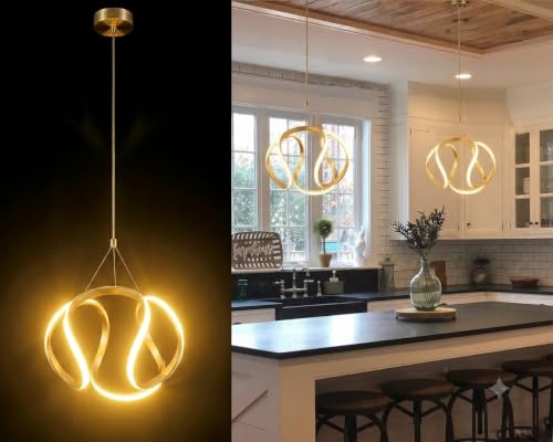 Image of Groeien 12W 3 Color Gold LED Wave Orbit Pendant, Home Ceiling Lamp(Pendant WaveOrbit, 1)