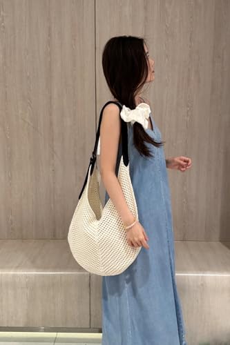 Ulisty Women Cotton Crochet String Bag Slouchy Summer Beach Hobo Purse Bohemian Knitted Vacation Shoulder Crossbody Handbag3