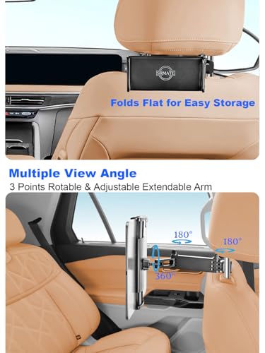 Suporte de tablet para encosto de cabeça de carro, suporte de iPad para banco traseiro de carro ajus