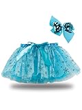Girls Colorful Snowflake Layered Ribbon Tiered Ballet Lined Tutu Skirt with Hair Bows (X-Snowflake,Medium)