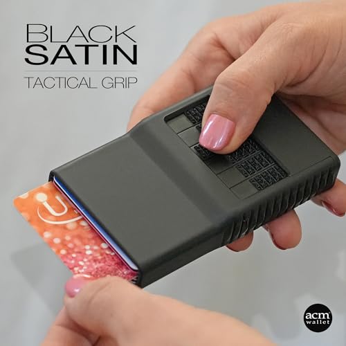ACM 2.0 Wallets for Men & Women - Ultimate Organization Push Button Card Case - Individually Select Cards with Money Clip - Scratch & Damage Free Card Protection (Black Satin)2