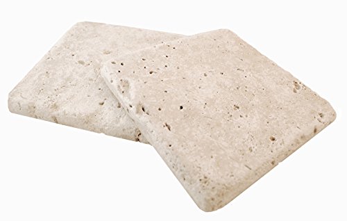 Image of Walnut 4x4 Tumbled Travertine Floor Backsplash Tile 9 Piece Pack