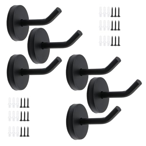 Coat Hook Towel Hooks Stainless Steel Wall Hooks,2.2" Length Black-6pcs
