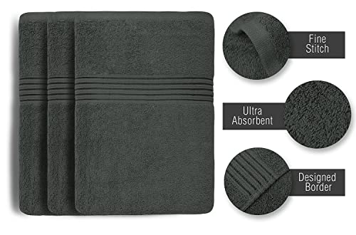 Zuperia Bath Towels 27" X 54" Set Of 4 Ultra Soft 600 Gsm 100% Combed Cotton Large Towels For Bathroom, Highly Absorbent Daily Usage Bath Towel Set Ideal For Pool, Home, Gym, Spa, Hotel (Grey) #TOP5