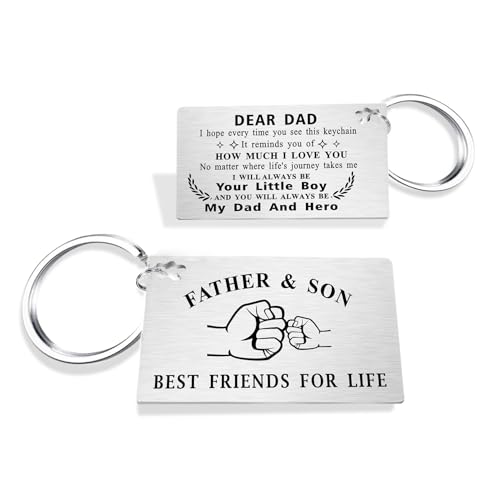TGCNQ Christmas Keychain Gifts for Dad from Son, Gift for Dad Fathers Day Birthday Keyring with...