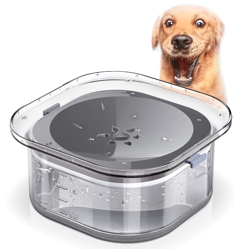 Decyam Non Spill Dog Water Bowl, Slow Water Feeder for Dogs, Spill Proof Transprent Dog Water Bowl, 2L / 70 oz Large Capacity Pet Water Dish for Dogs