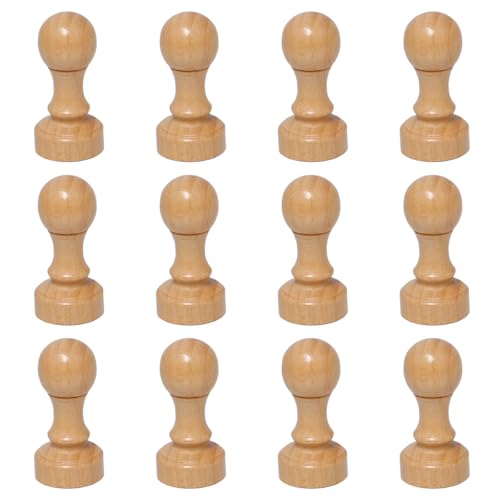 Rebanky 12 Stück Holzstempel Griffe Rund Stempel Rohling Holz Rund 30 x 60mm Stempelblock Holz Für Scrapbooking DIY Bastelarbeiten