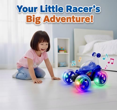 Image of RC Stunt Car Toy for Kids with 360 Rotation, Colorful Flashing Lights and Music-Multicolour